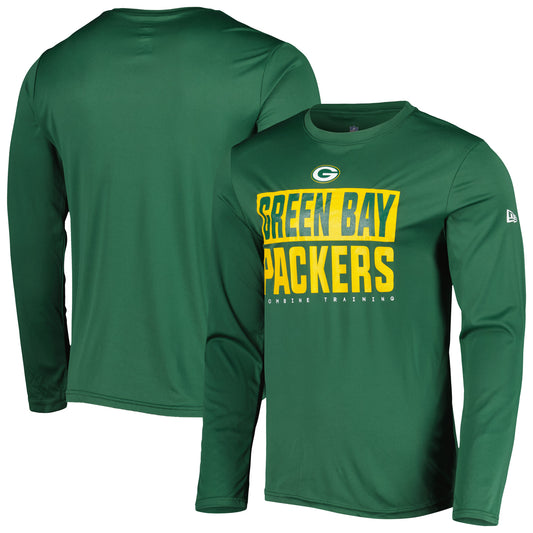 Men's New Era Green Green Bay Packers Combine Authentic Offsides Long Sleeve T-Shirt