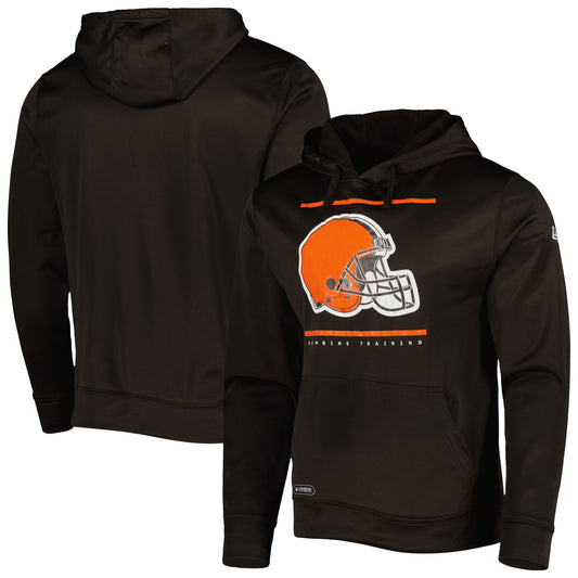 Men's New Era Brown Cleveland Browns Combine Authentic Split Defense Pullover Hoodie