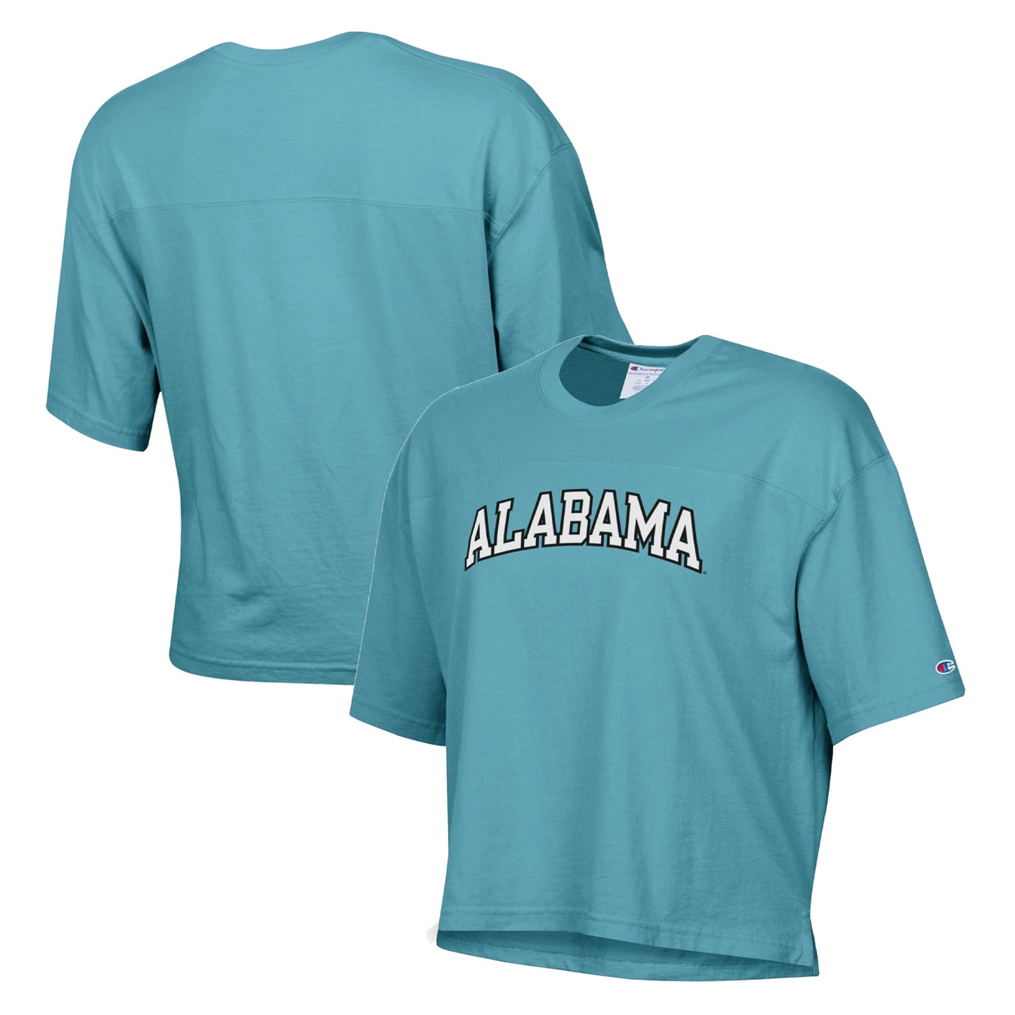 Women's Champion Aqua Alabama Crimson Tide Vintage Wash Boxy Crop T-Shirt