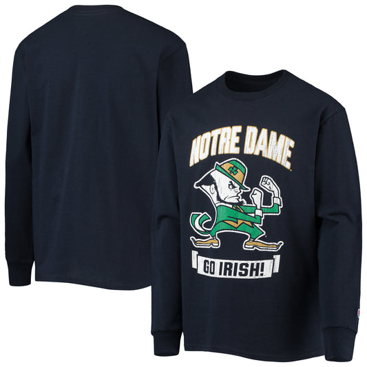 Youth Champion Navy Notre Dame Fighting Irish Strong Mascot Team T-Shirt