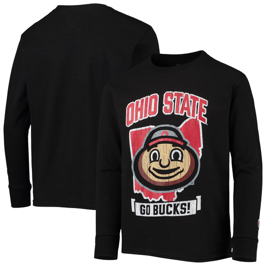 Youth Champion Black Ohio State Buckeyes Strong Mascot Team T-Shirt