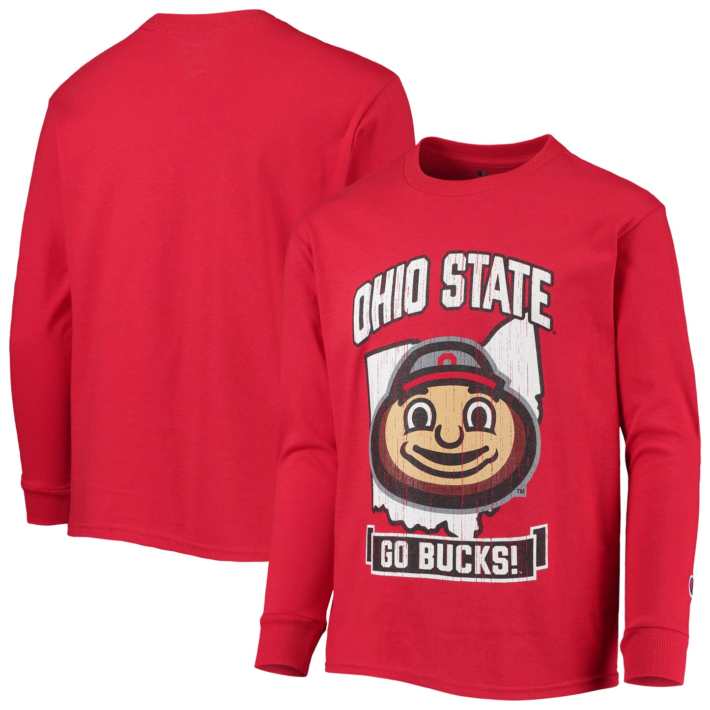 Youth Champion Scarlet Ohio State Buckeyes Strong Mascot Team T-Shirt