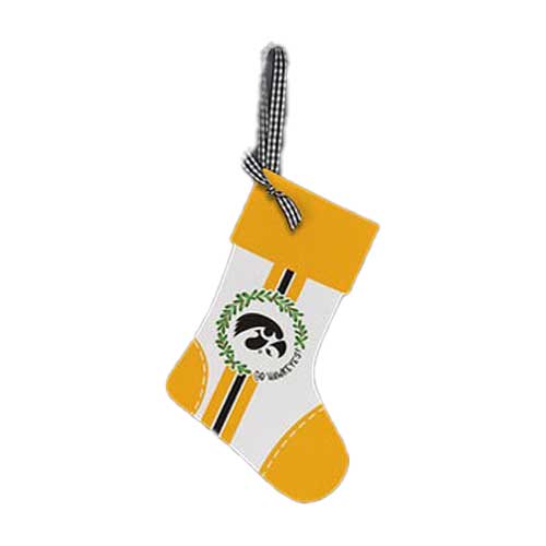 Iowa Hawkeyes Wood Stocking Ornament