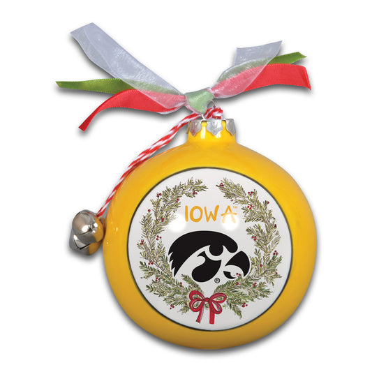 Iowa Hawkeyes Wreath Kickoff Painted Ornament