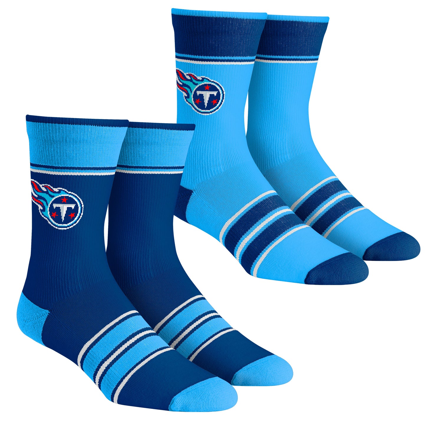 Unisex Rock Em Socks Tennessee Titans Multi-Stripe 2-Pack Team Crew Sock Set