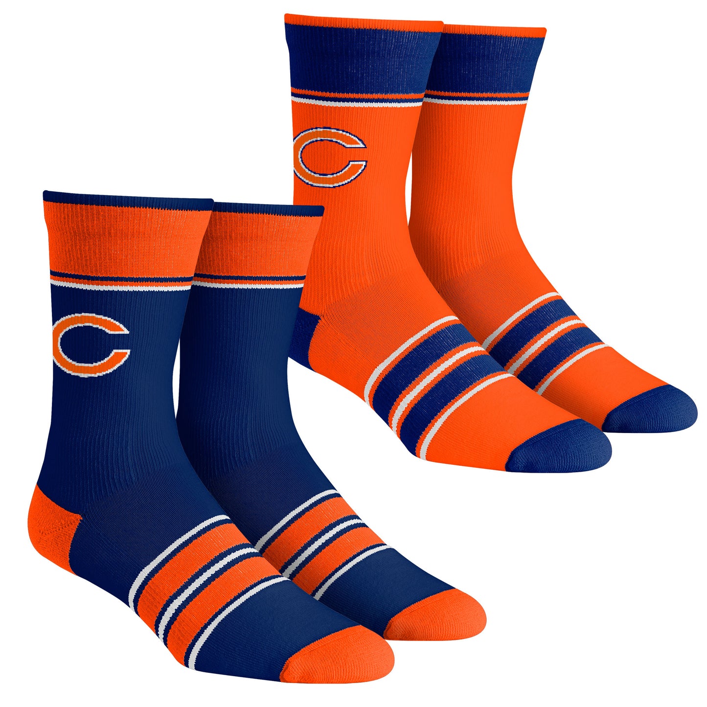 Youth Rock Em Socks Chicago Bears Multi-Stripe 2-Pack Team Crew Sock Set