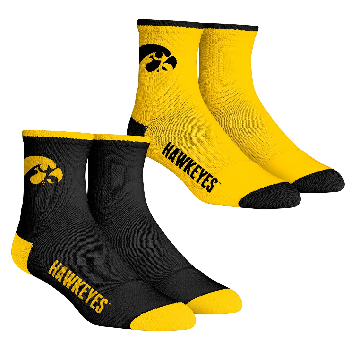 Men's Rock Em Socks Iowa Hawkeyes Core Team 2-Pack Quarter Length Sock Set