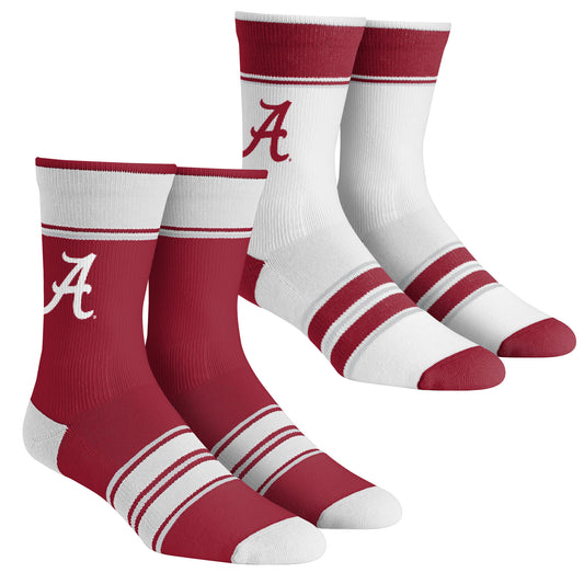 Unisex Rock Em Socks Alabama Crimson Tide Multi-Stripe 2-Pack Team Crew Sock Set