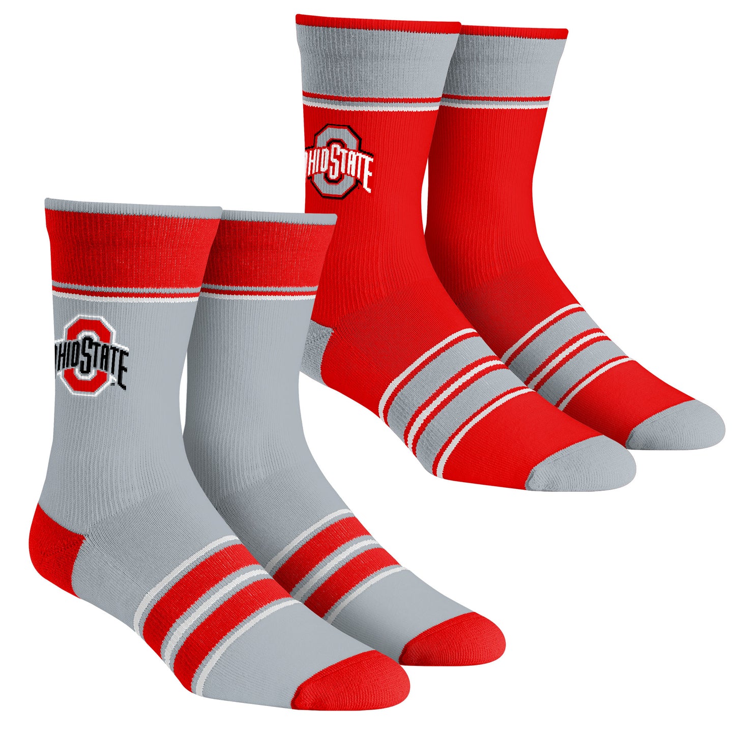 Unisex Rock Em Socks Ohio State Buckeyes Multi-Stripe 2-Pack Team Crew Sock Set