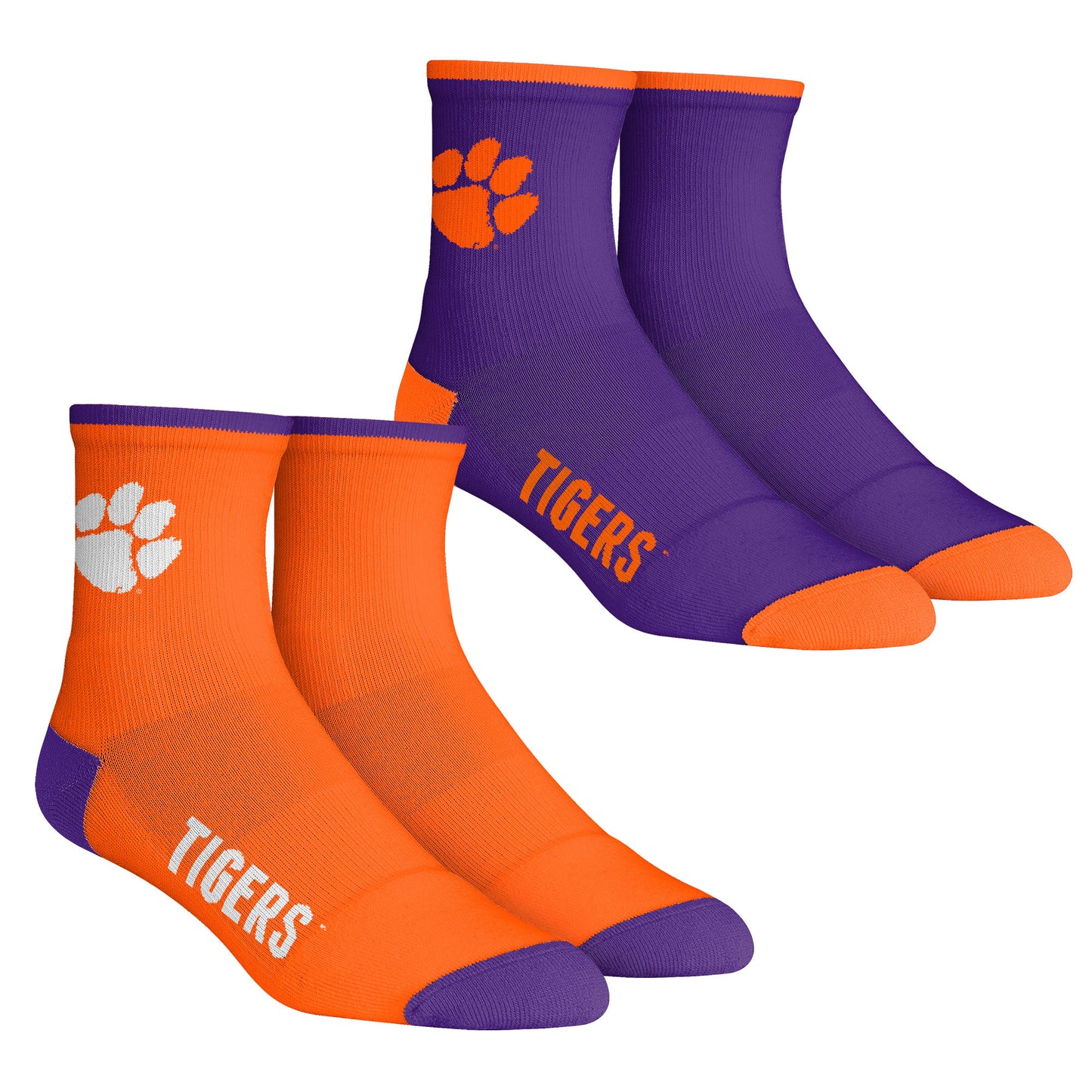 Youth Rock Em Socks Clemson Tigers Core Team 2-Pack Quarter Length Sock Set