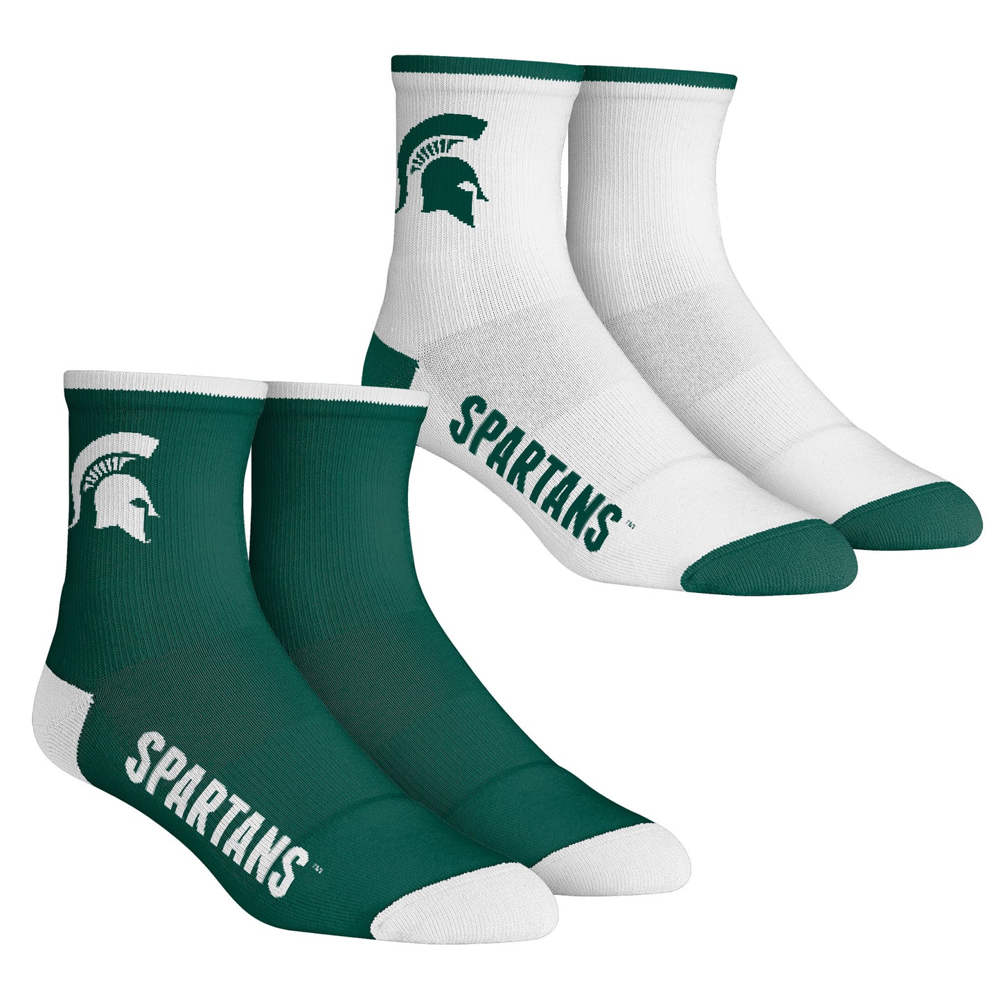 Youth Rock Em Socks Michigan State Spartans Core Team 2-Pack Quarter Length Sock Set