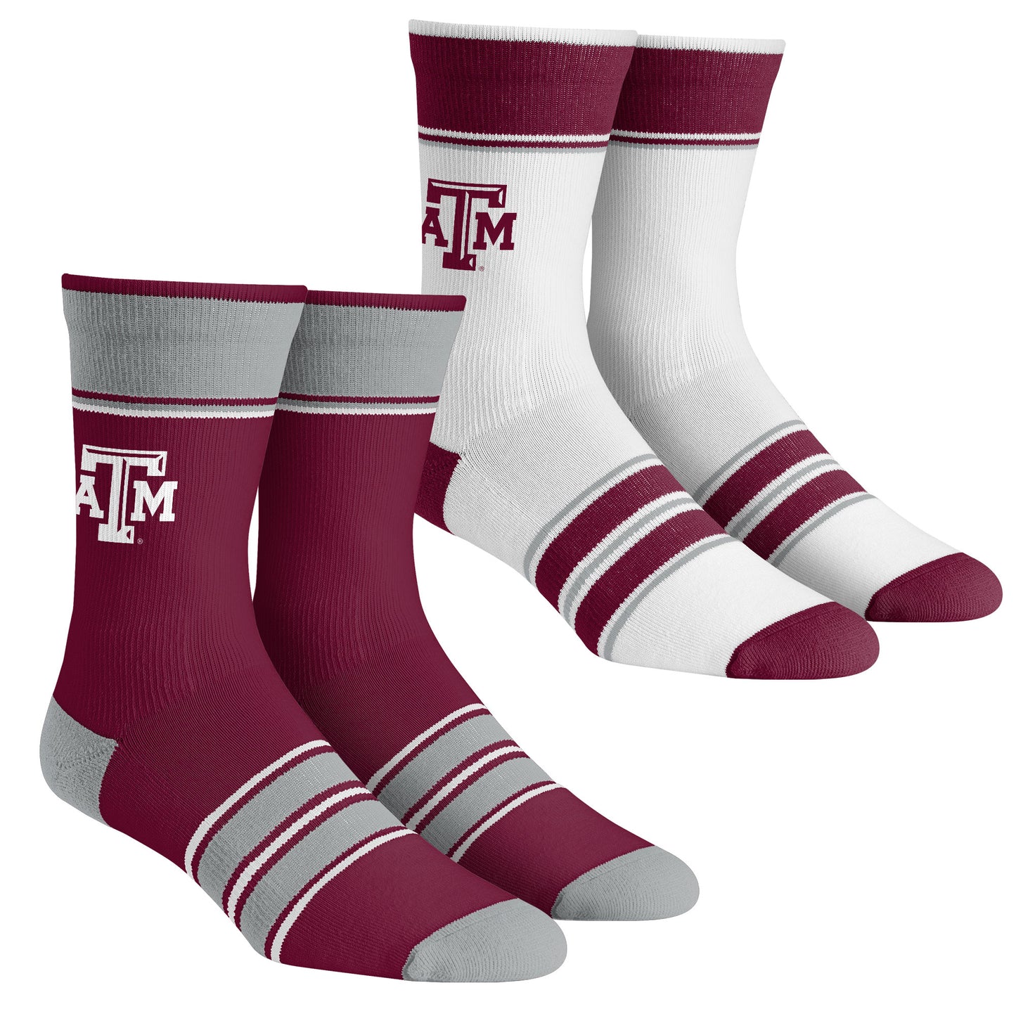 Youth Rock Em Socks Texas A&M Aggies Multi-Stripe 2-Pack Team Crew Sock Set