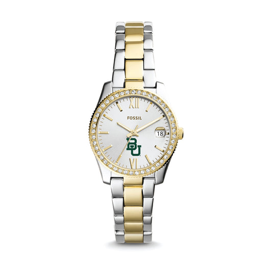 Women's Fossil Baylor Bears Scarlette Mini Two-Tone Stainless Steel Watch