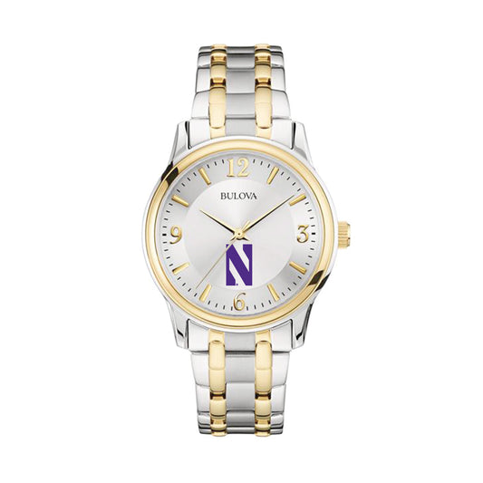 Bulova Silver/Gold Northwestern Wildcats Classic Two-Tone Round Watch