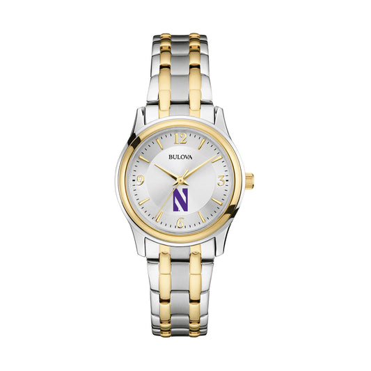 Women's Bulova Silver/Gold Northwestern Wildcats Classic Two-Tone Round Watch