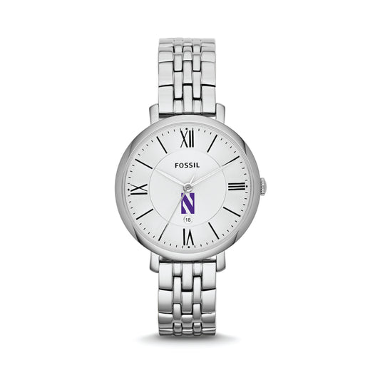 Women's Fossil Silver Northwestern Wildcats Jacqueline Stainless Steel Watch