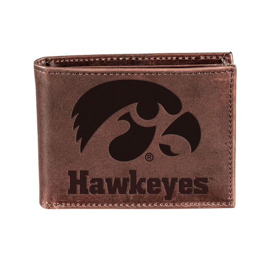 Brown Iowa Hawkeyes Bifold Leather Wallet