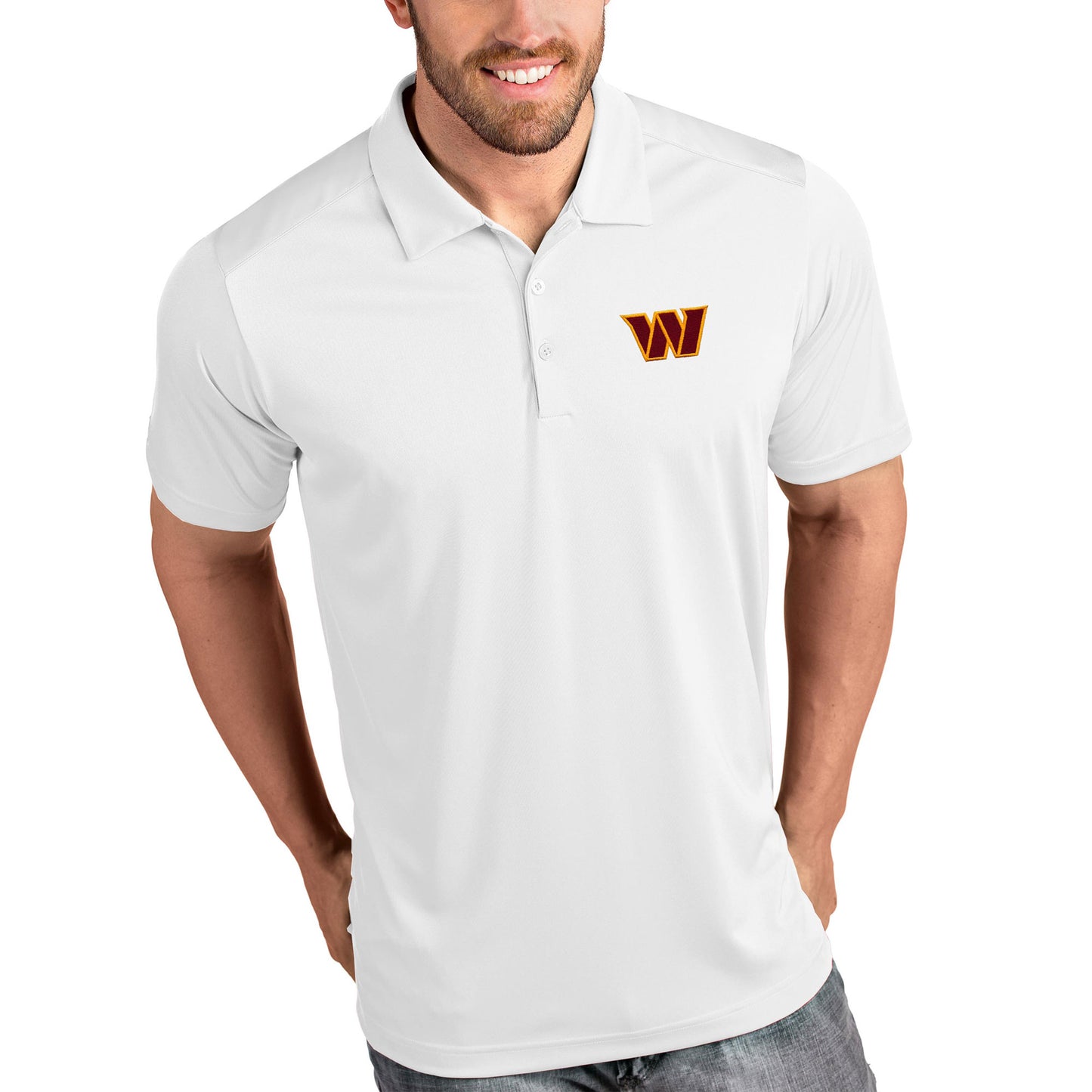 Men's Antigua White Washington Commanders Tribute Polo