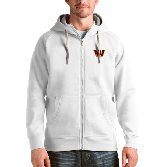 Men's Antigua White Washington Commanders Victory Full-Zip Hoodie