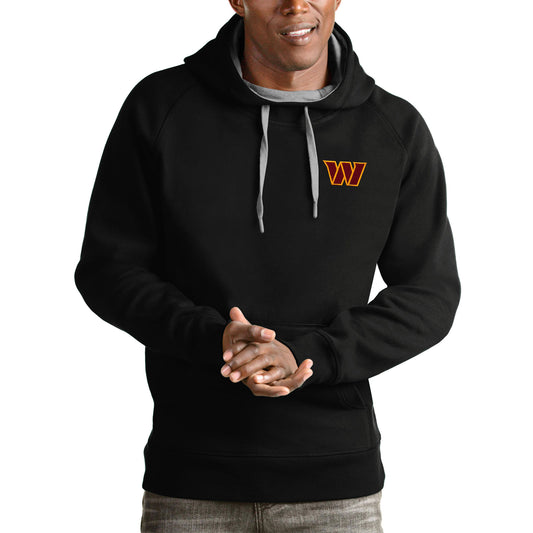 Men's Antigua Black Washington Commanders Victory Pullover Hoodie