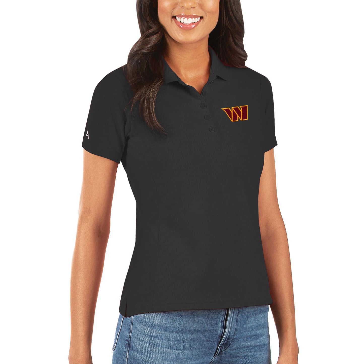 Women's Antigua Black Washington Commanders Legacy Pique Polo