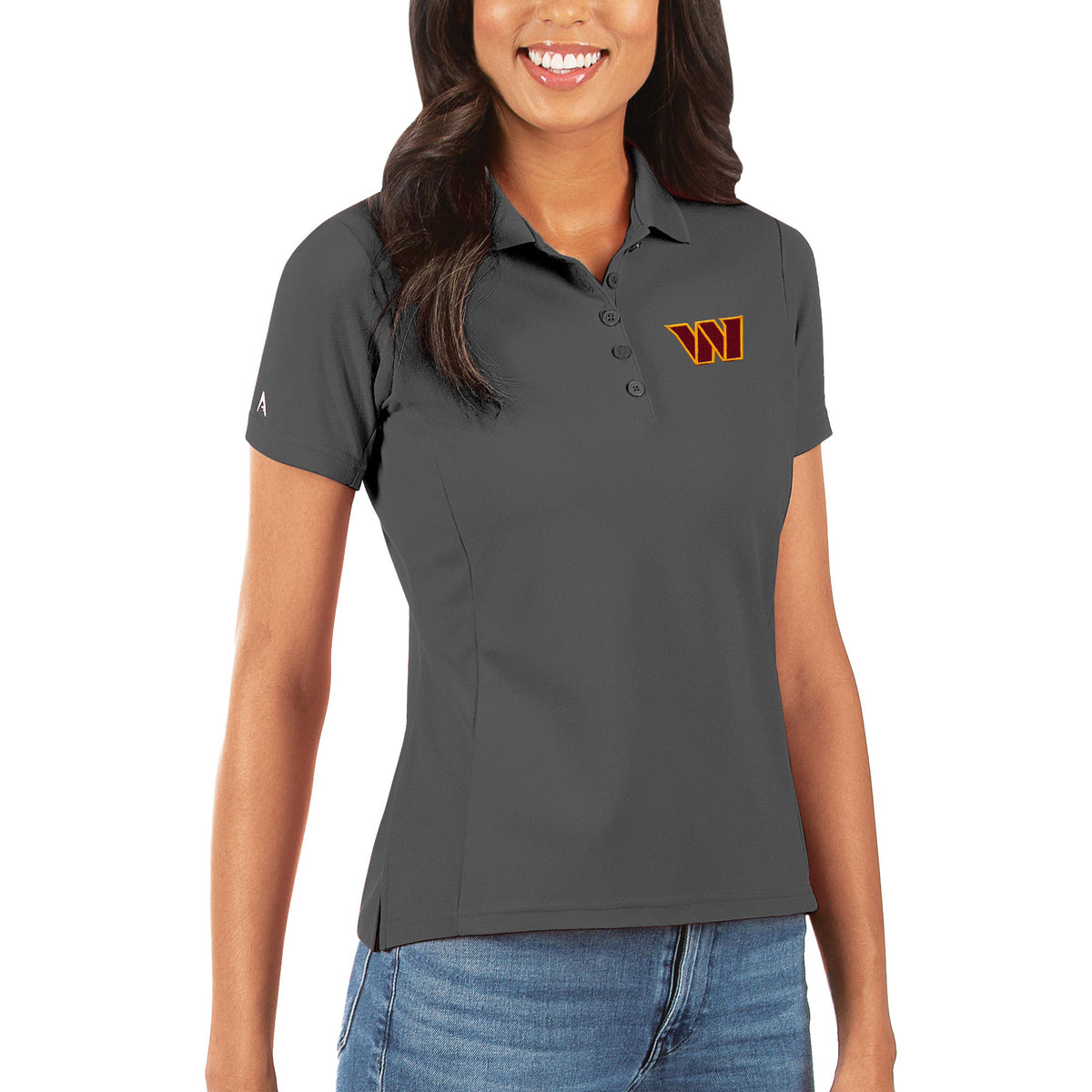 Women's Antigua Charcoal Washington Commanders Legacy Pique Polo