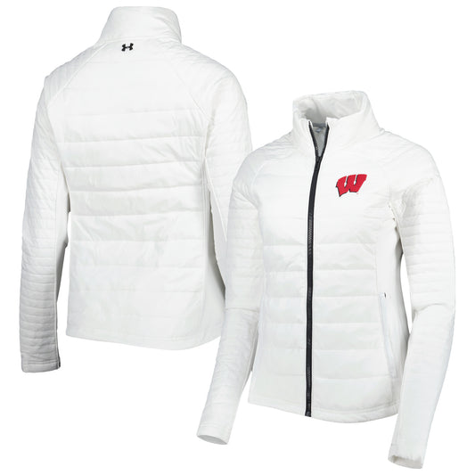 Women's Under Armour White Wisconsin Badgers Atlas Insulated Raglan Full-Zip Jacket