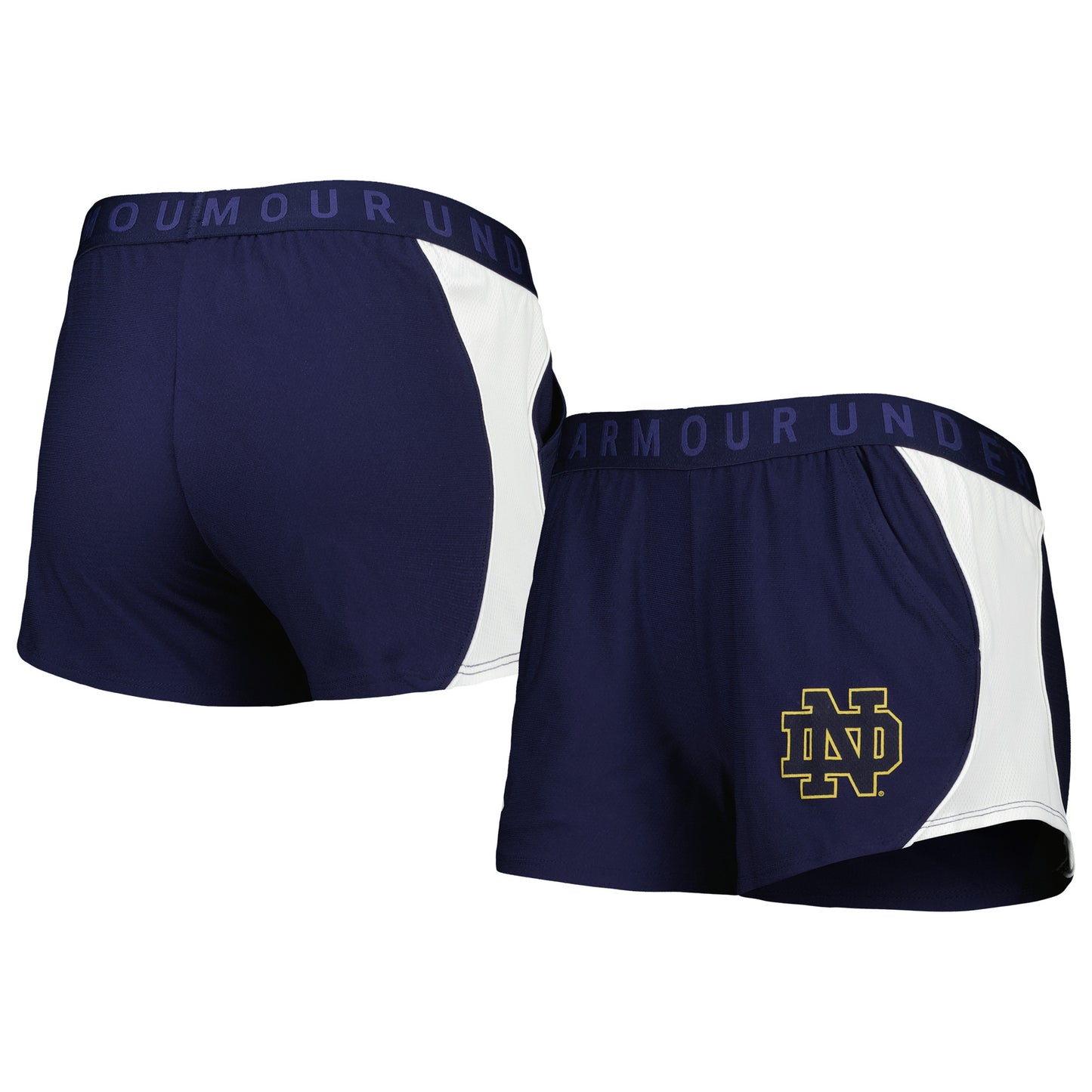 Women's Under Armour Navy/Gold Notre Dame Fighting Irish Game Day Tech Mesh Performance Shorts