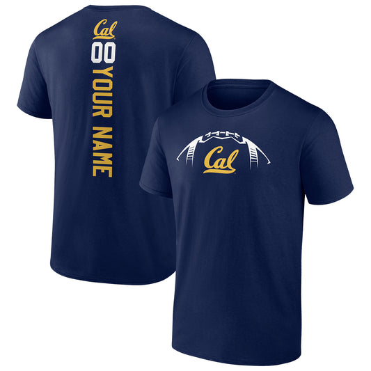 Men's Navy Cal Bears Playmaker Personalized Football T-Shirt