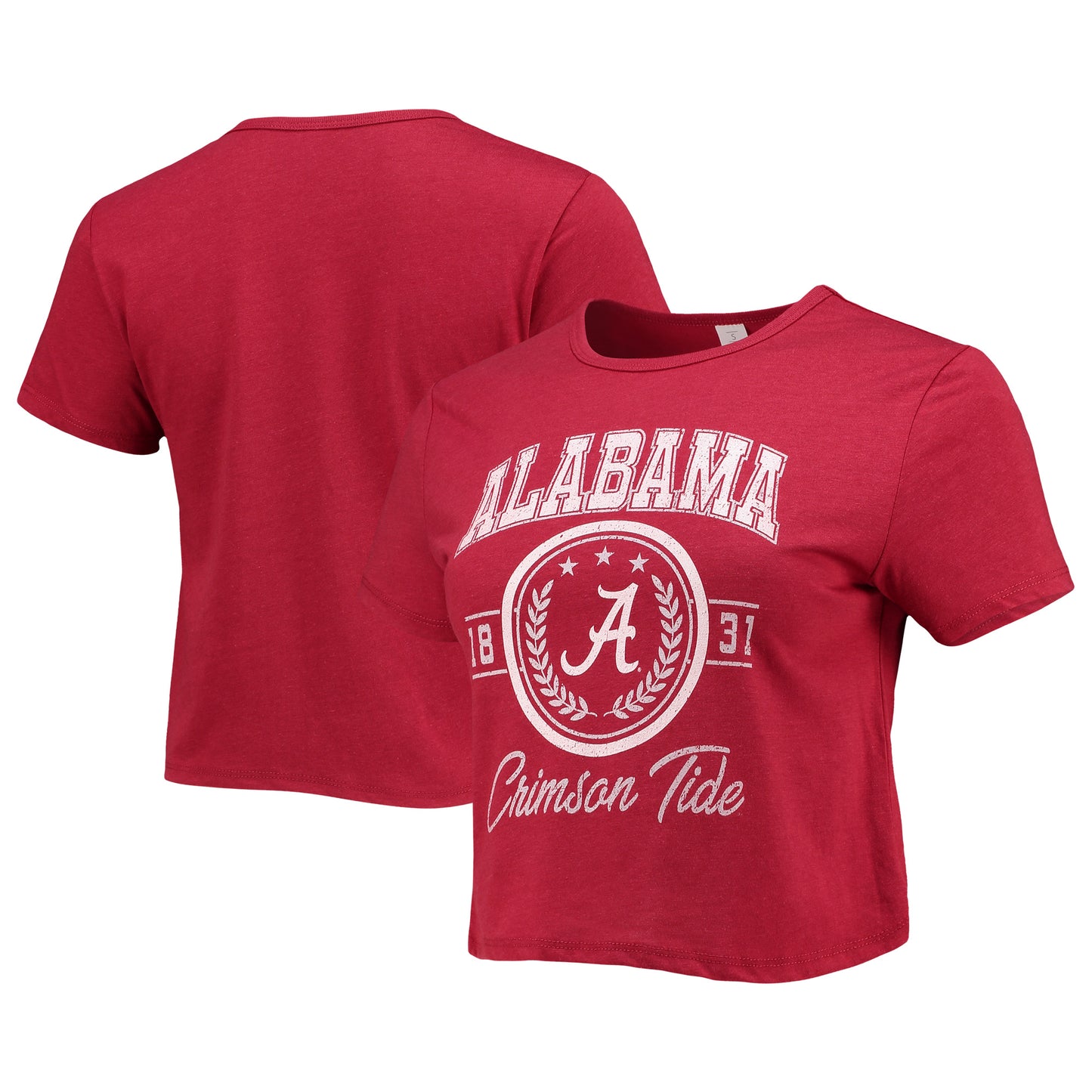 Women's ZooZatz Crimson Alabama Crimson Tide Core Laurels Cropped T-Shirt