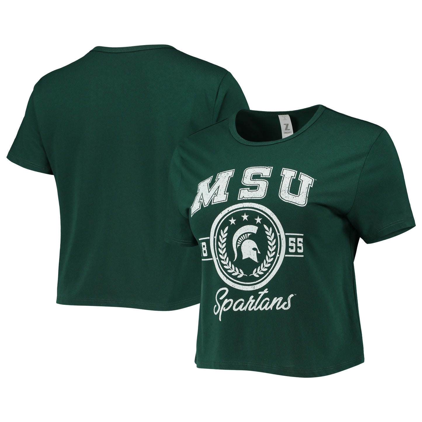 Women's ZooZatz Green Michigan State Spartans Core Laurels Cropped T-Shirt