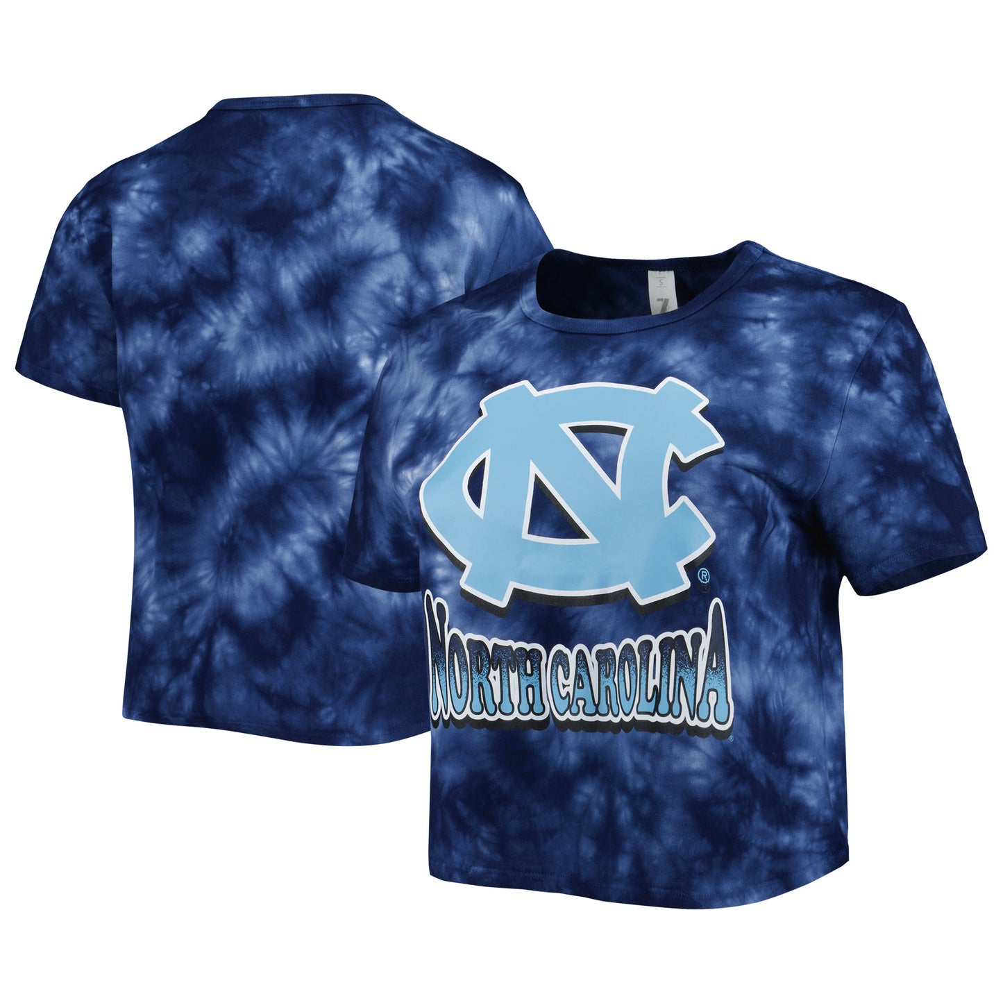 Women's ZooZatz Navy North Carolina Tar Heels Cloud-Dye Cropped T-Shirt