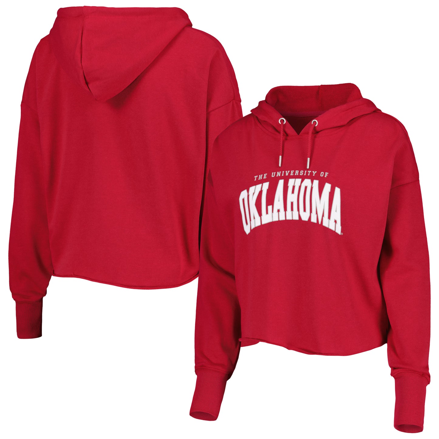 Women's ZooZatz Crimson Oklahoma Sooners Core University Cropped French Terry Pullover Hoodie