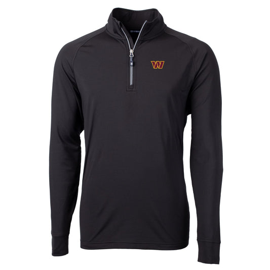 Men's Cutter & Buck Black Washington Commanders Adapt Eco Stretch Quarter-Zip Pullover Jacket