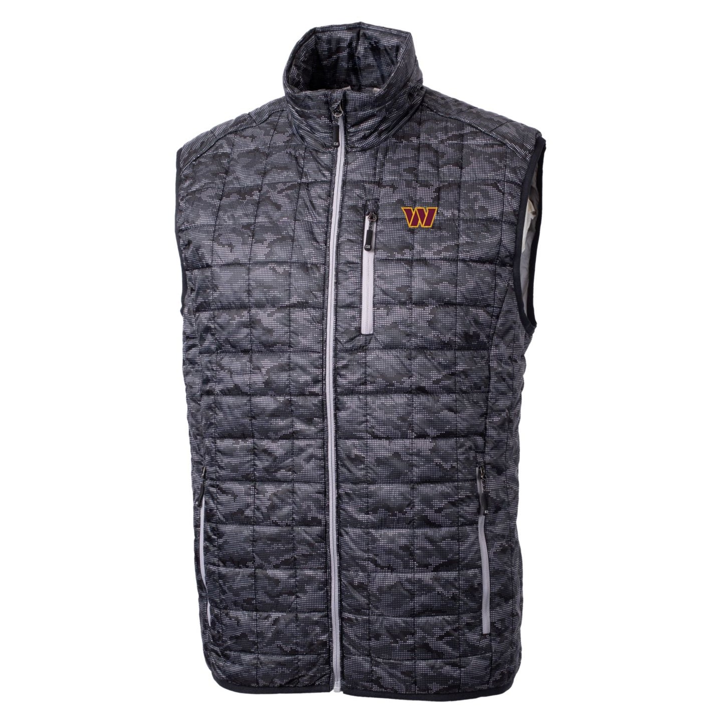 Men's Cutter & Buck Black Washington Commanders Rainier PrimaLoft Printed Full-Zip Puffer Vest