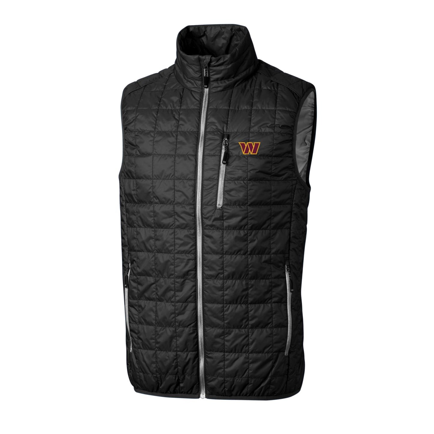 Men's Cutter & Buck Black Washington Commanders Rainier Full-Zip Puffer Vest