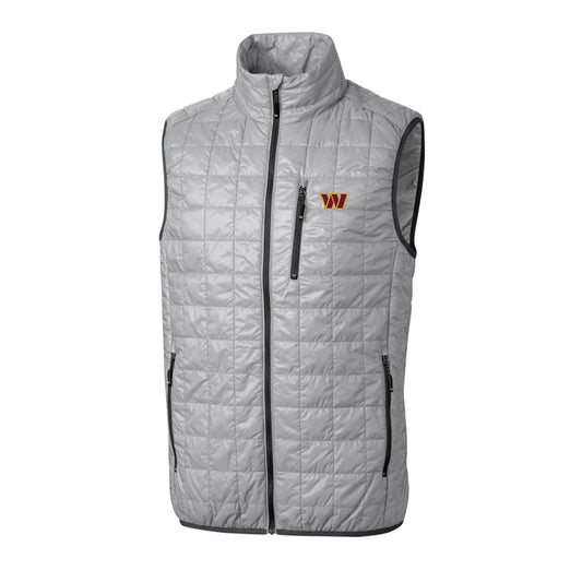 Men's Cutter & Buck Gray Washington Commanders Rainier Full-Zip Puffer Vest