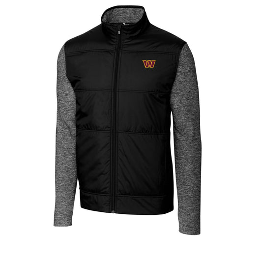 Men's Cutter & Buck Black Washington Commanders Stealth DryTec Full-Zip Windbreaker Jacket