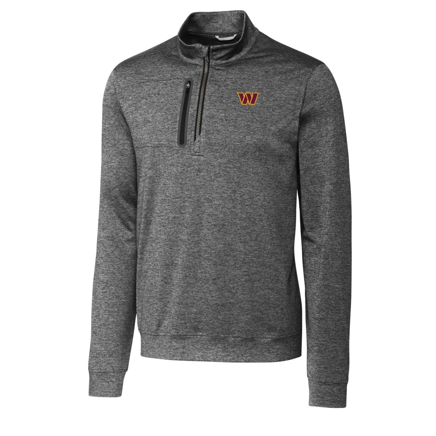 Men's Cutter & Buck Gray Washington Commanders Stealth Heathered Quarter-Zip Pullover Jacket