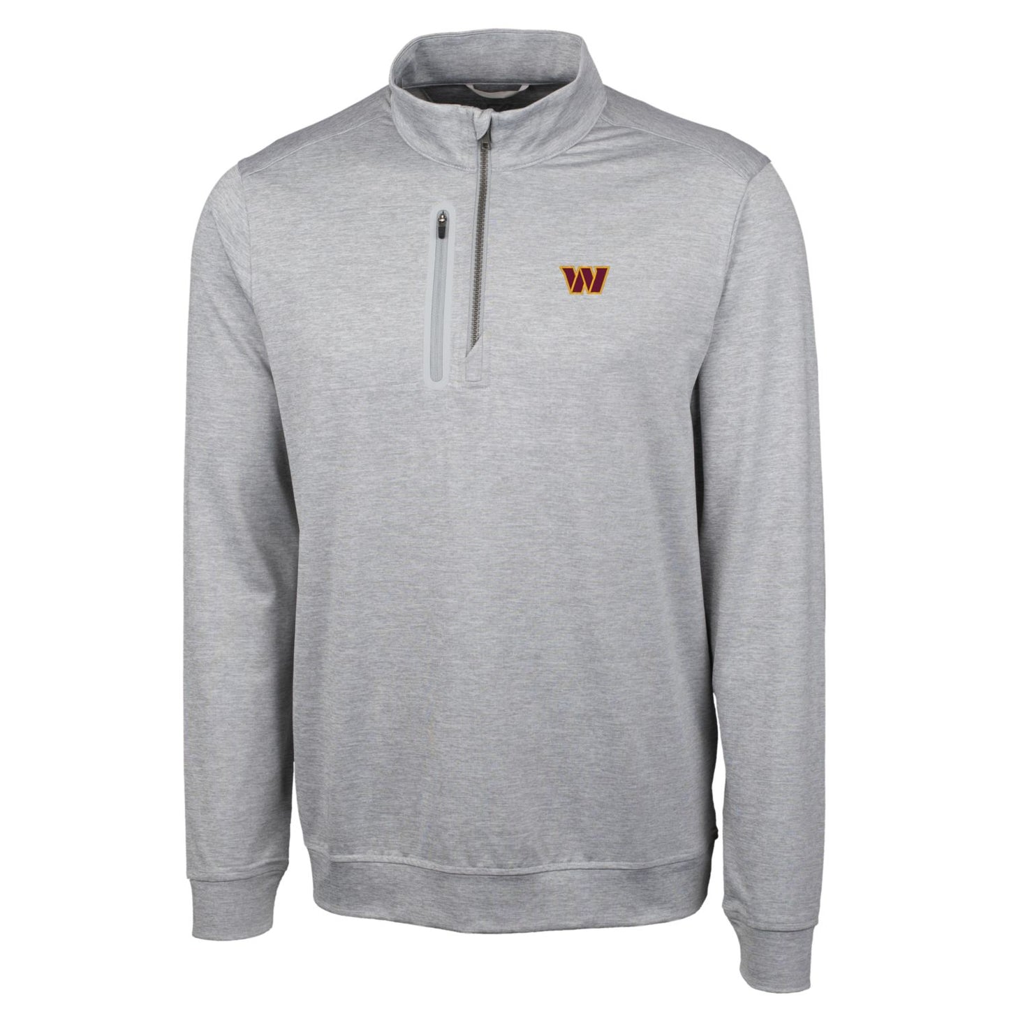 Men's Cutter & Buck Heathered Gray Washington Commanders Stealth Heathered Quarter-Zip Pullover Jacket