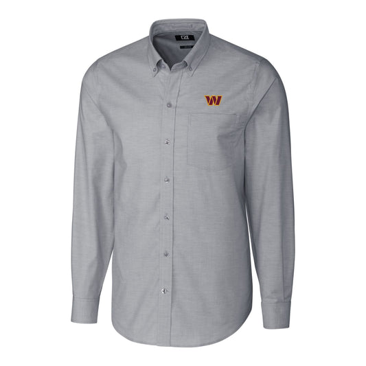 Men's Cutter & Buck Charcoal Washington Commanders Oxford Stretch Long Sleeve Button-Down Shirt