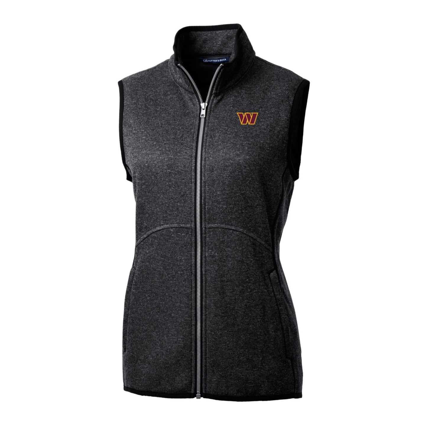 Women's Cutter & Buck Heathered Charcoal Washington Commanders Mainsail Basic Full-Zip Vest