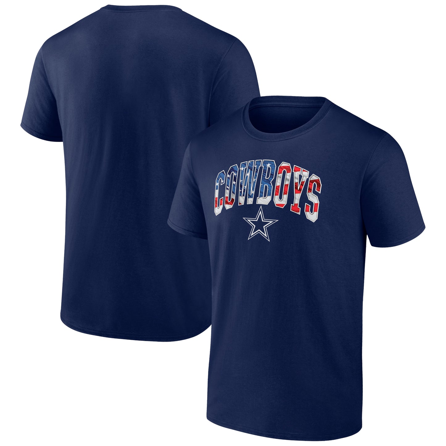 Men's Navy Dallas Cowboys Banner Wave Logo T-Shirt