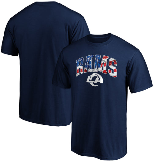 Men's Navy Los Angeles Rams Banner Wave Logo T-Shirt