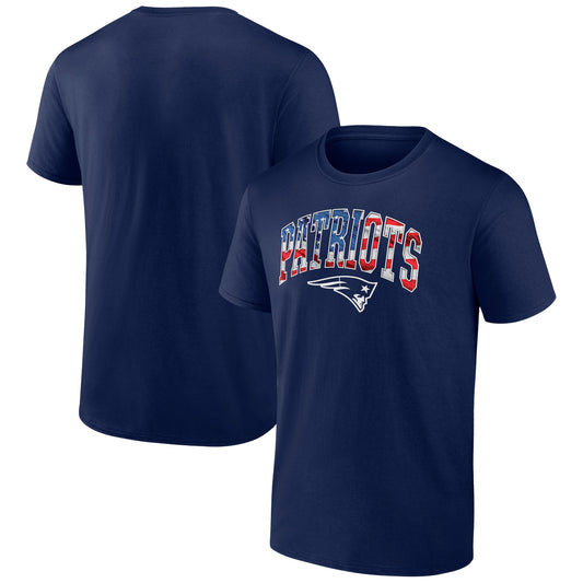 Men's Navy New England Patriots Banner Wave Logo T-Shirt