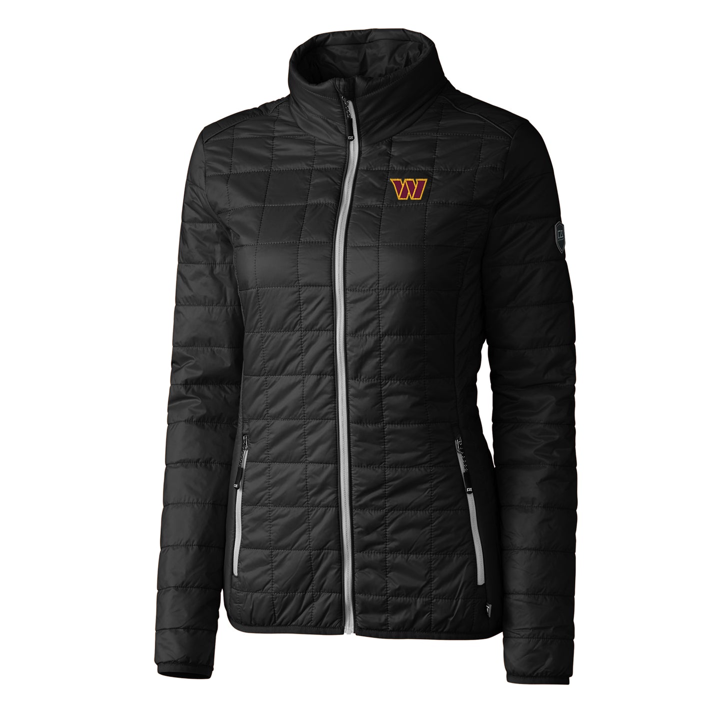 Women's Cutter & Buck Black Washington Commanders Rainier PrimaLoft Eco Full-Zip Puffer Jacket