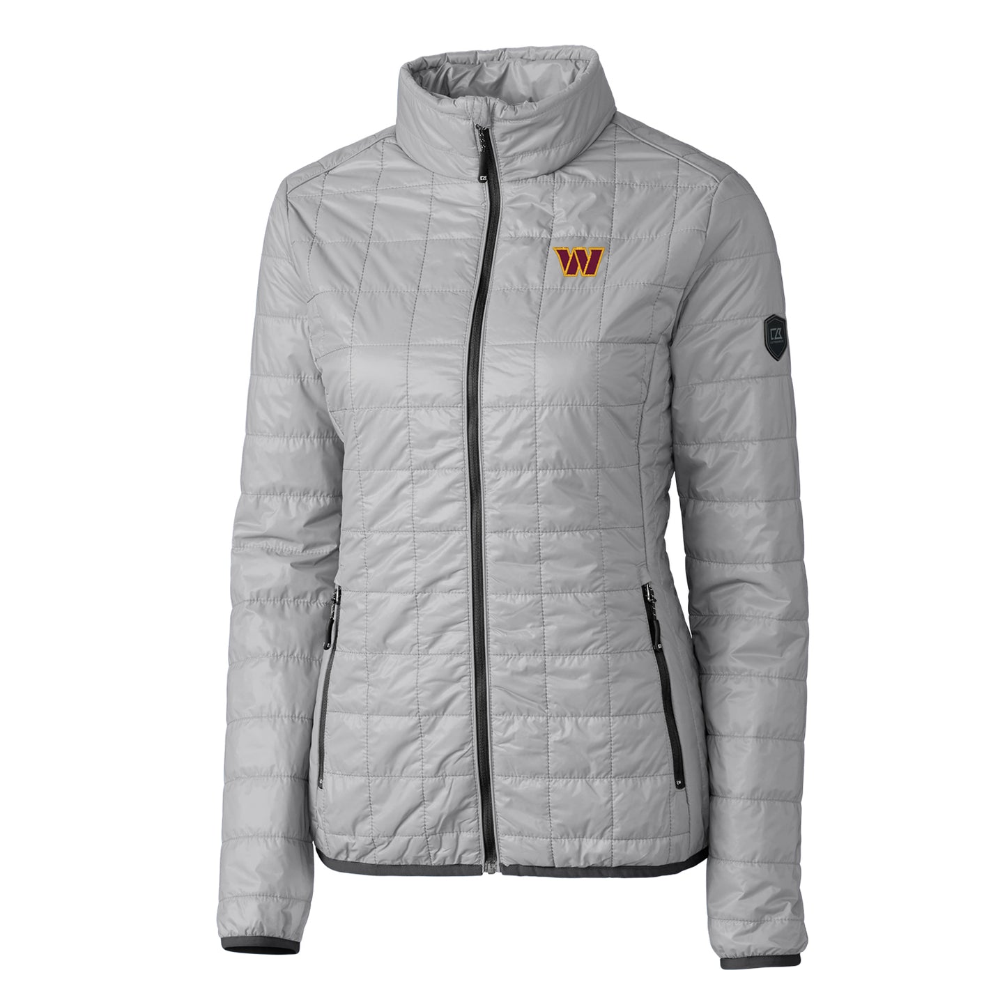 Women's Cutter & Buck Gray Washington Commanders Rainier PrimaLoft Eco Full-Zip Puffer Jacket