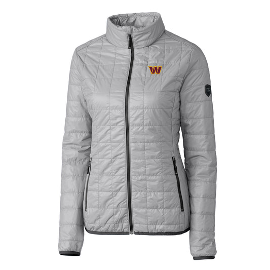 Women's Cutter & Buck Gray Washington Commanders Rainier PrimaLoft Eco Full-Zip Puffer Jacket