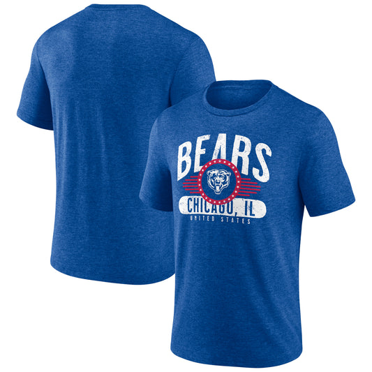 Men's Royal Chicago Bears Badge of Honor Tri-Blend T-Shirt