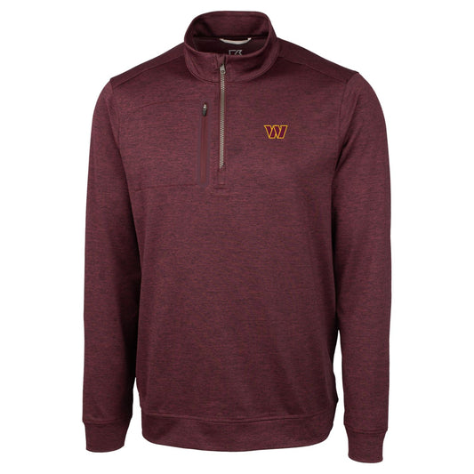 Men's Cutter & Buck Burgundy Washington Commanders Big & Tall Stealth Heathered Quarter-Zip Pullover Jacket